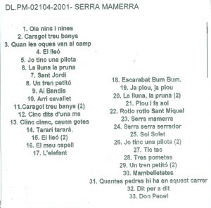 Contraportada CD Serra Mamerra