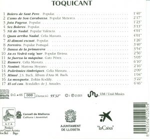 TOQUICANT (CD) contraportada